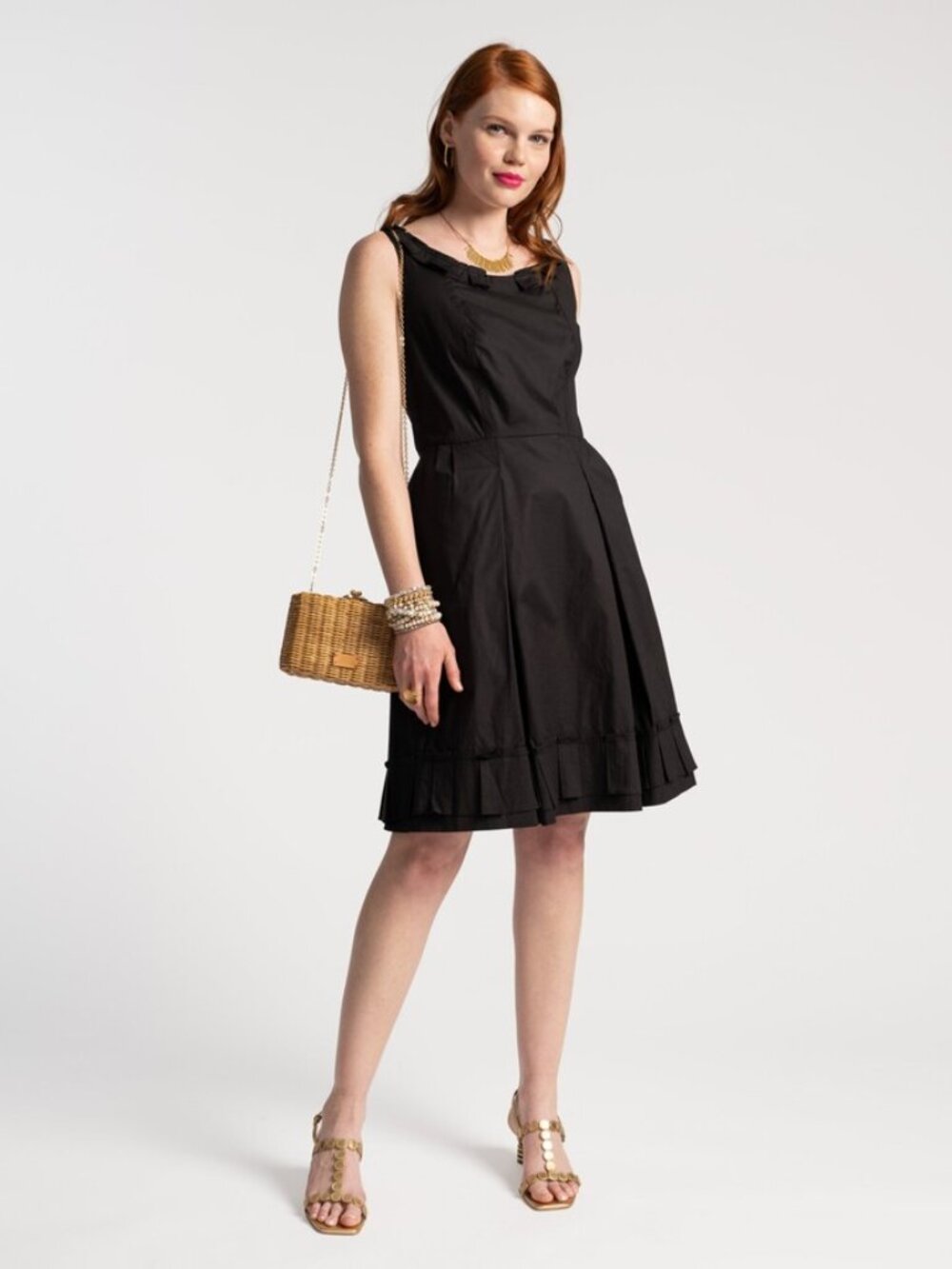 Frances Valentine Mia Mini Dress Black Cotton 3XL Plus Size Ruffle Hem New